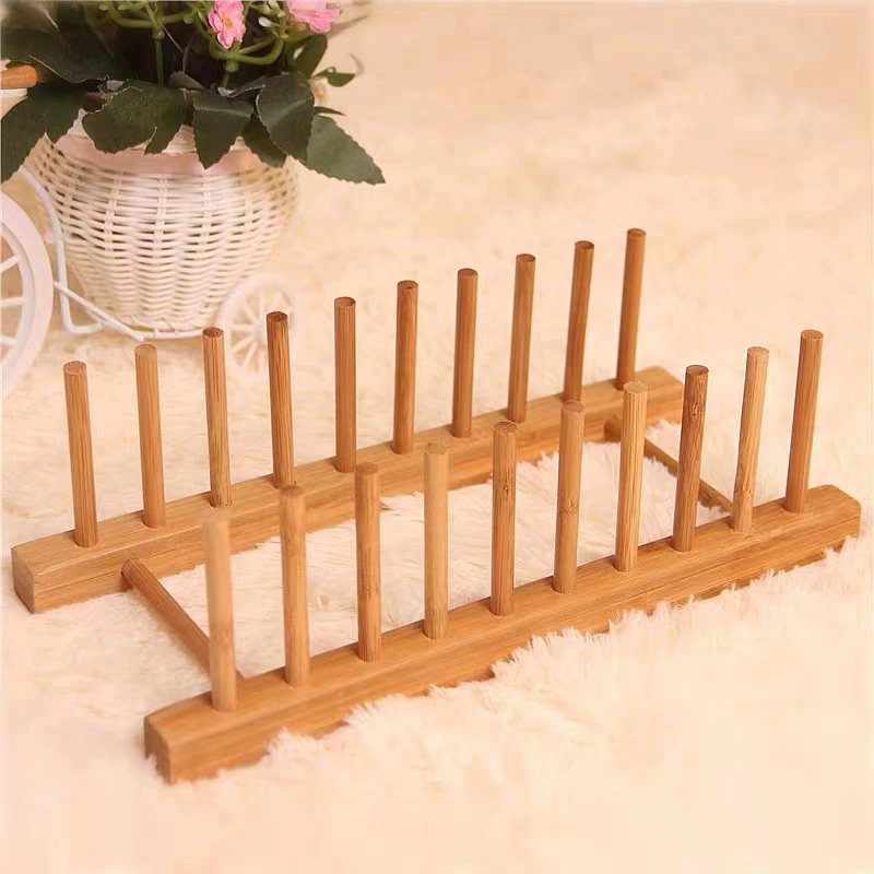 Оптовая продажа тарелок из цельного дерева Бытовая Кухня бамбуковая витрина стеллаж для выставки товаров чаша тарелка сливная стойка