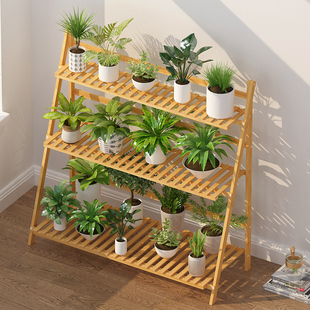 Flower Stand Living Room Floor-Standing Succulent Stepped Storage Balcony Oblique Trapezoidal Flower Pot Stand Support Popular Indoor Brocade Label