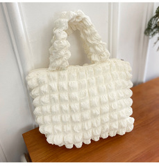 2022日韓潮單肩購物袋少女手提包手拎飯盒袋學生小仙女泡泡手提袋