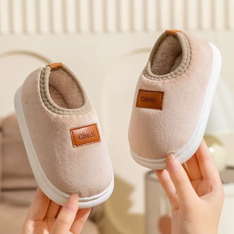 Детские хлопковые тапочки для мужчин на осень и зиму, для домашнего использования в помещении для детей и девочек, с нескользящей мягкой подошвой, плюшевая хлопковая обувь