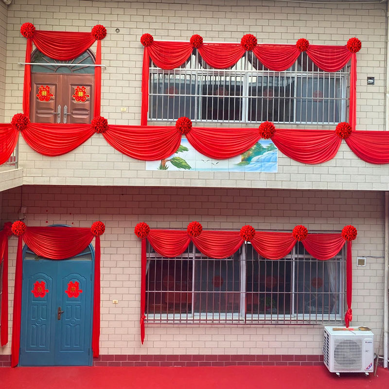 Cortina de tela decoración de la puerta de la boda gran bola de cártamo puerta de la unidad de la puerta de la casa nueva puerta de la casa de bodas flor de seda venta directa