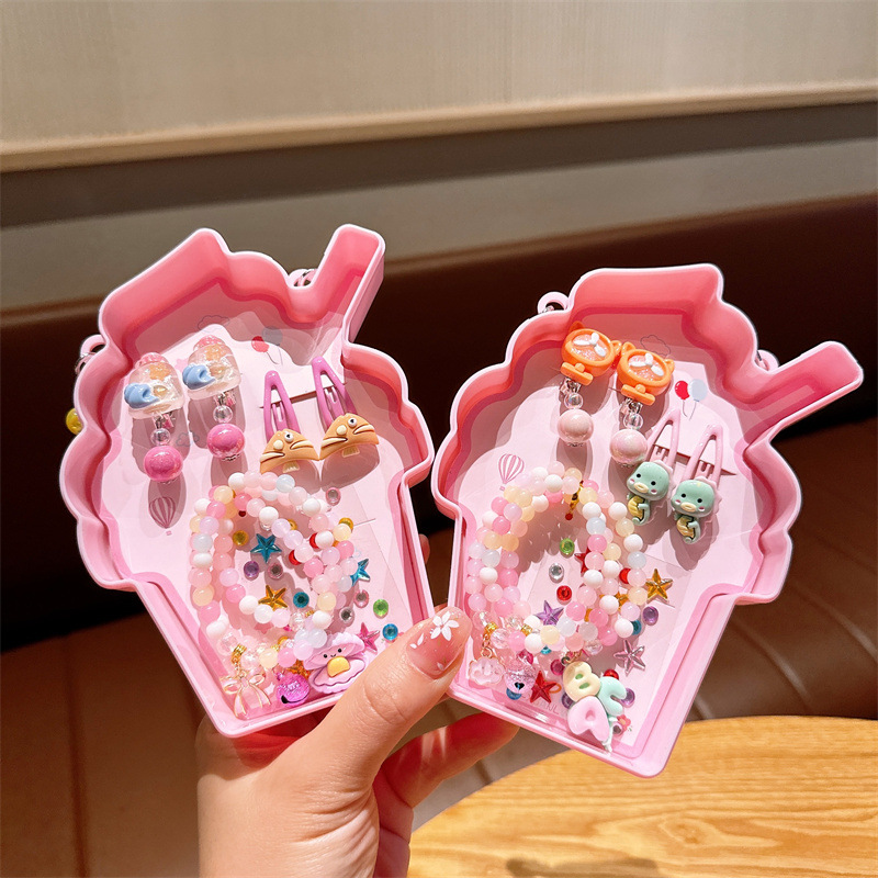 Earrings, Necklace Classification Cartoon Style Cute Cartoon Bow Knot Shell Resin Beaded Kid'S Earrings Necklace