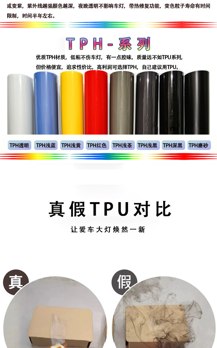 Cross-Border Tpu Headlight Film Protective Film Light-Controlled White to Black Taillight Blackening Film Self-Healing Car Tpu Protective Film