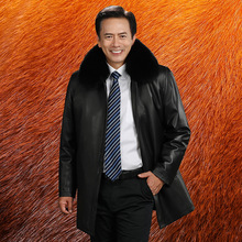 秋冬新款男士皮衣獭兔毛领中长款黄金貂内胆一衣三穿加厚皮衣外套