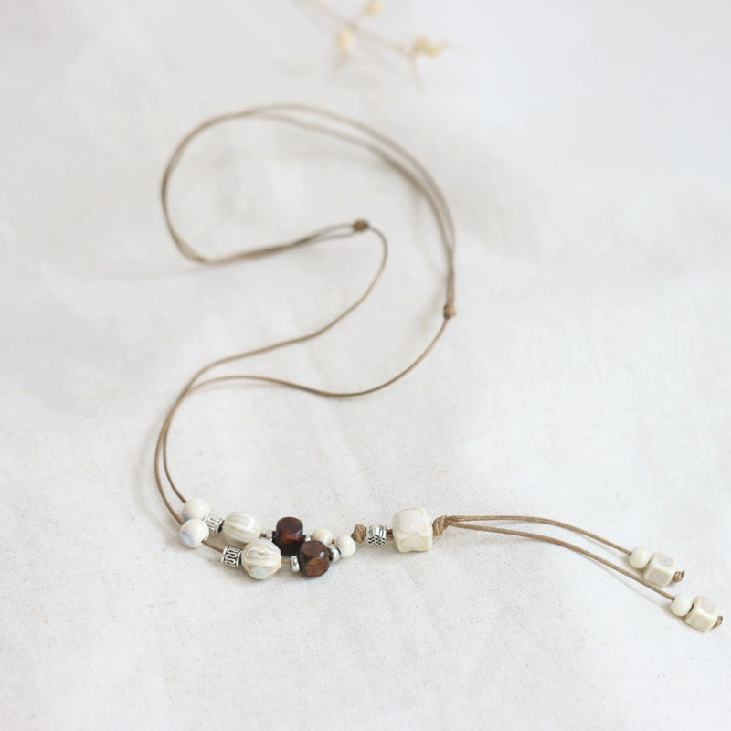 Наньчэн старые мечты, искусство, искусство, новый китайский стиль, керамическое ожерелье, темперамент, универсальный женский кулон, свитер, цепь 432