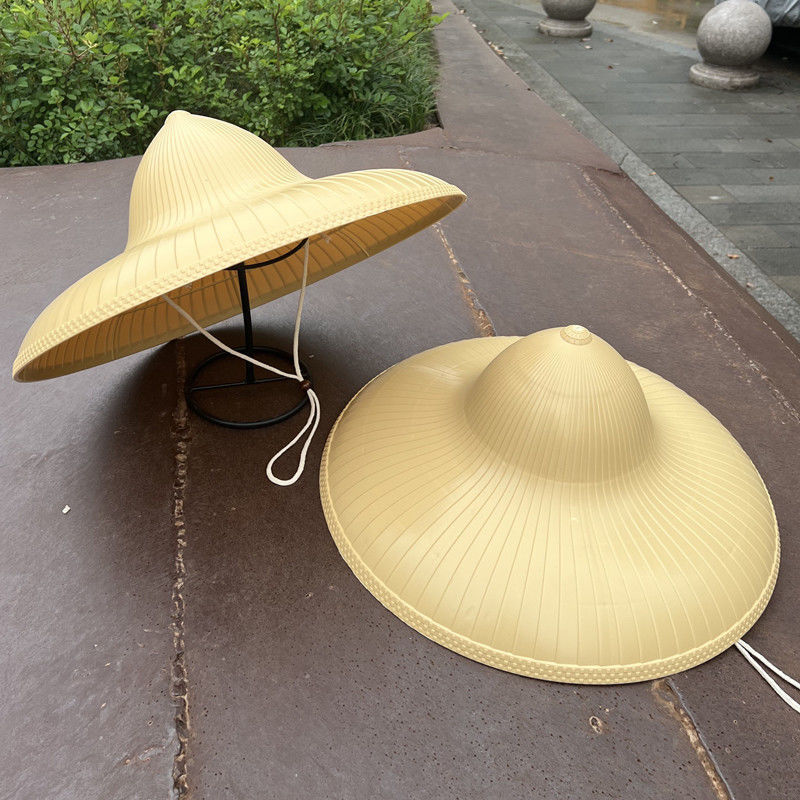 户外防雨斗笠夏季农民大檐帽塑料遮阳防晒帽田园采茶帽子头戴凉帽|undefined