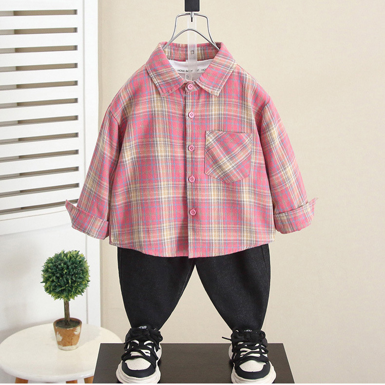 6242 Camisa de manga larga para niños Otoño 2025 Nuevo bebé Camisa fresca y guapa para niños Primavera y otoño Abrigo fino Tendencia