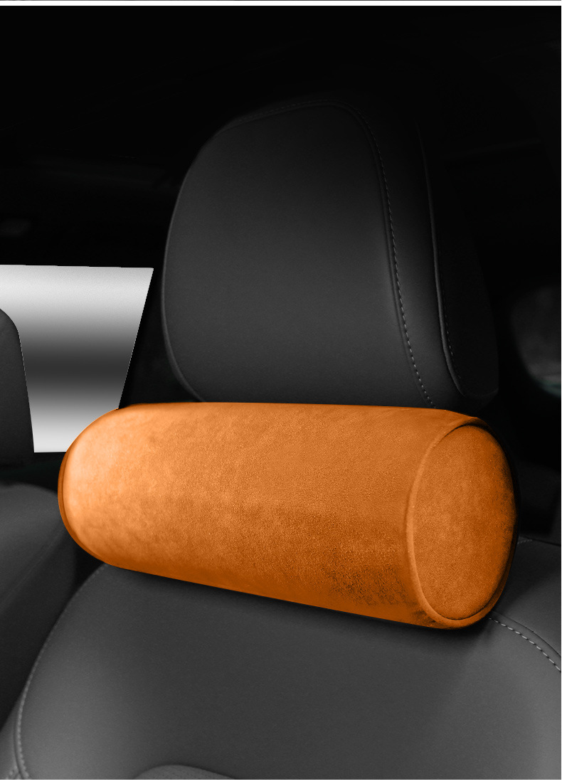 Italian Alcantara Suede Leather Seat Headrest Car Neck Pillow Memory Foam Cervical Spine Support Cushion
