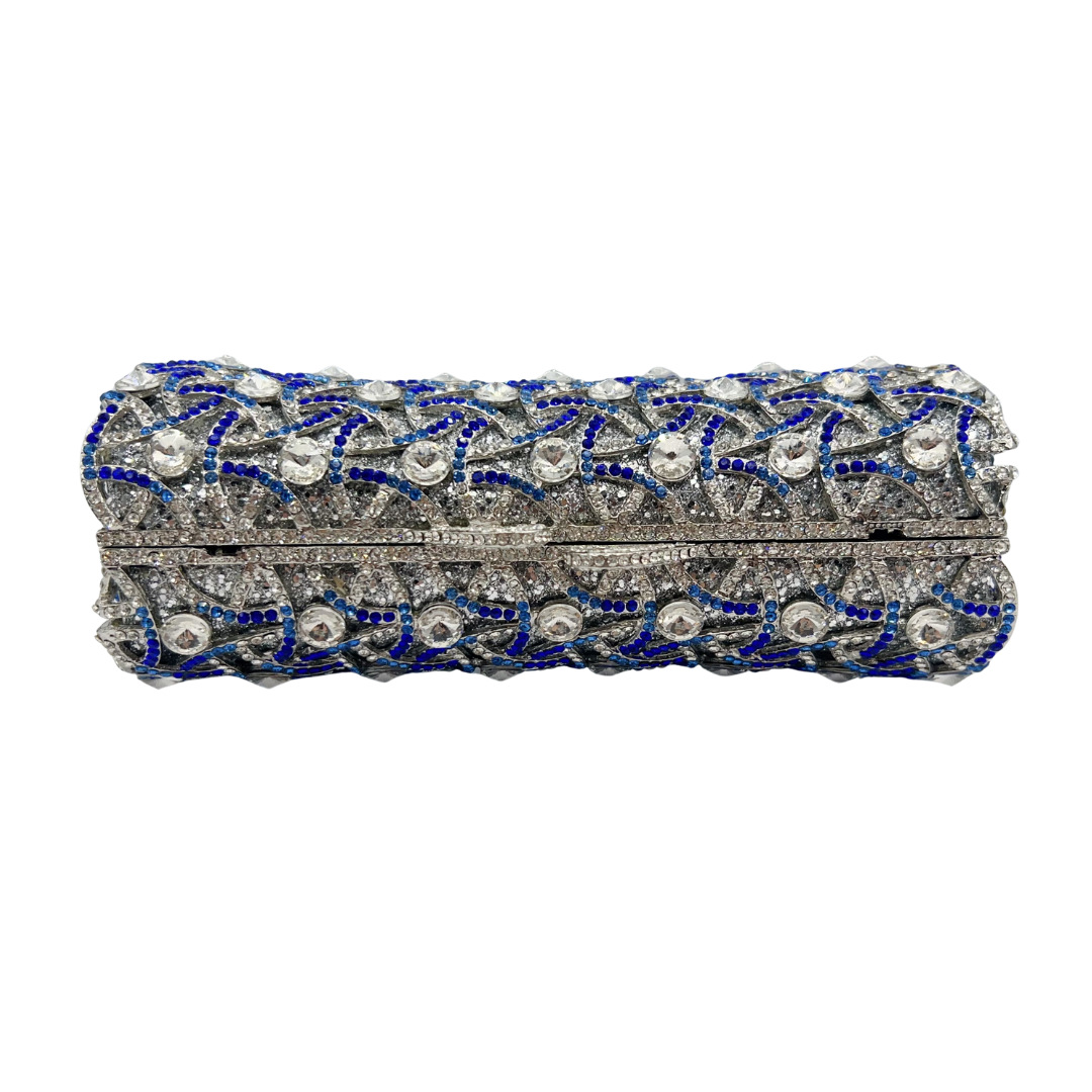 Túi clutch nữ đính pha lê kim cương sang trọng dự tiệc tối — màu xanh bạc, Tùy chỉnh các màu khác chi tiết 6