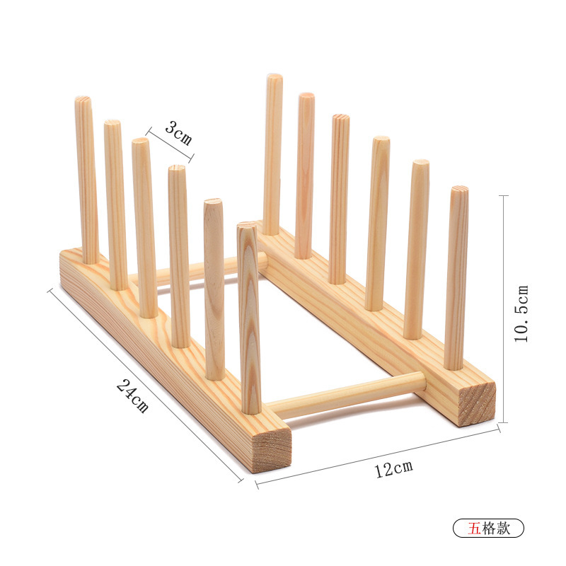Escurridor y Organizador de Platos de Madera de Pino para Cocina