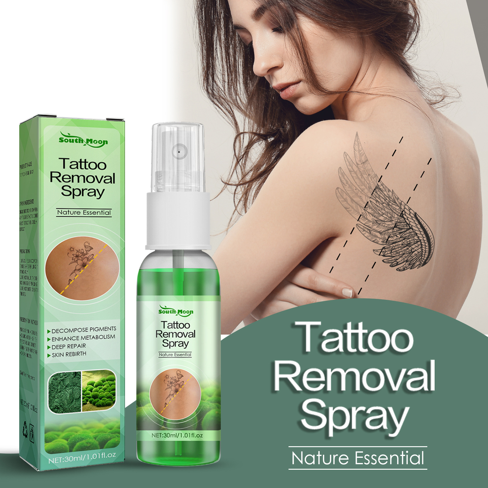 South Moon Green Algae Removal Agent Tattoo Cleaning Dimming Emblem Cleansing, Gentle and Non irritating to_voghion.com