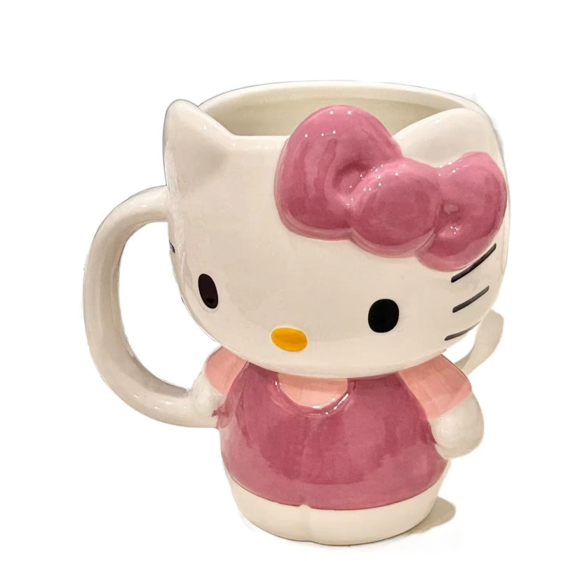 Керамическая кружка Hello Kitty Katie Cup, большая ёмкость, мультяшный дизайн, ложка и подарочная упаковка