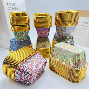 Cross-border new disposable cake Cup rectangular pattern roll cup baking Western pastry cake shop high temperature resistant paper cup