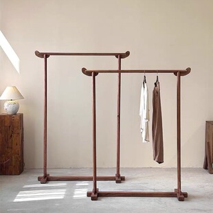 Elm New Chinese Style Coat Rack Solid Wood Ancient Elm Coat Rack Floor-Standing Living Room Clothes Rack Antique Wooden Clothes Rack