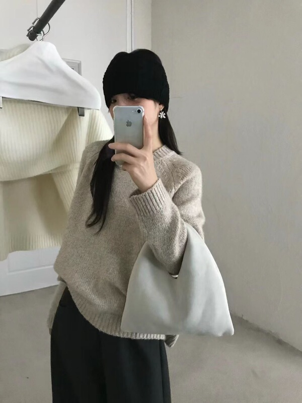 韩系慵懒风针织衫女秋冬新款宽松显瘦套头毛衣气质上衣跨境批发|undefined