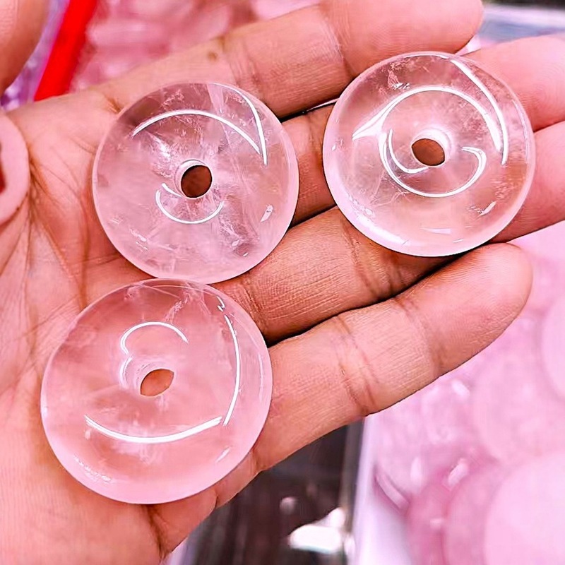 ピンククリスタル安全バックルペンダント女性のためのピンククリスタルハイビスカスストーンペンダントピンククリスタル diy ジュエリーアクセサリー工場卸売|undefined
