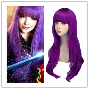 European and American wig movie descendant 2 star successor Mal wig cosplay bangs long curly hair in stock