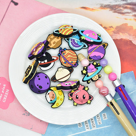 Cross-border new small planet diy coke beads loose beads patch creative PVC soft rubber accessories high value ballpoint pen jewelry