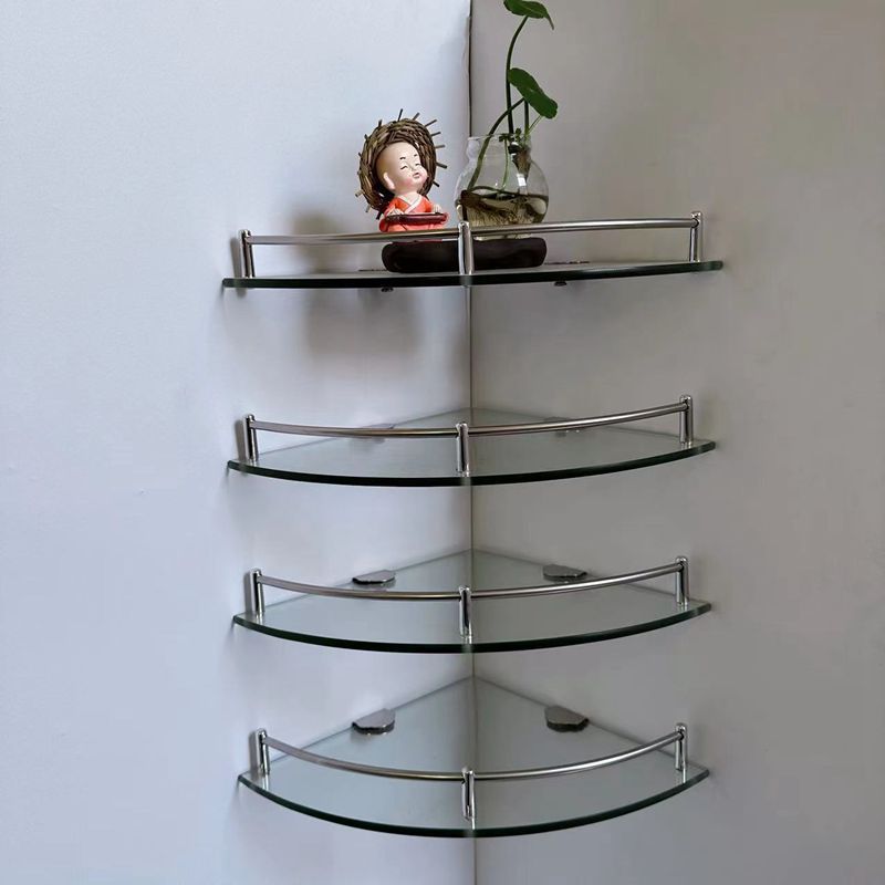 Baño de acero inoxidable galvanizado sala de ducha 34 capas de esquina de ventilador triangular estante de almacenamiento de vidrio