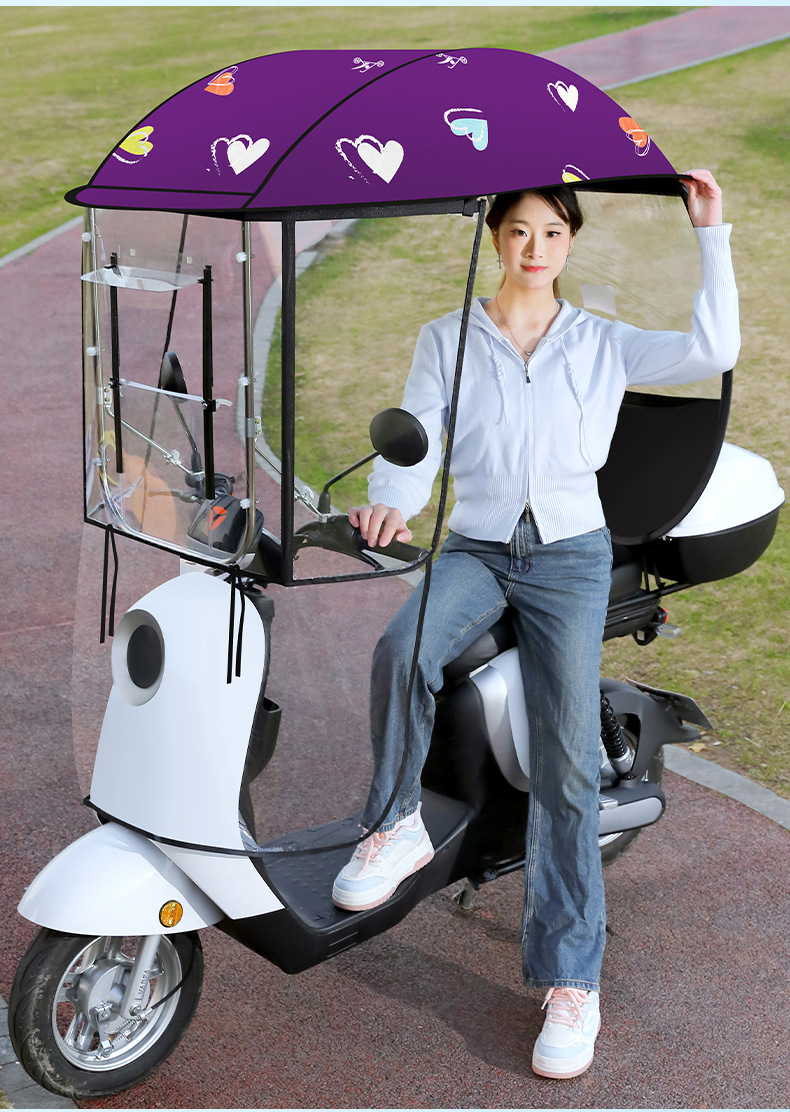 New Sliding Window Electric Vehicle Canopy, Full Motorcycle Battery Vehicle Canopy, Quick-Release Full Surround Sunshade Umbrella for Sun Protection