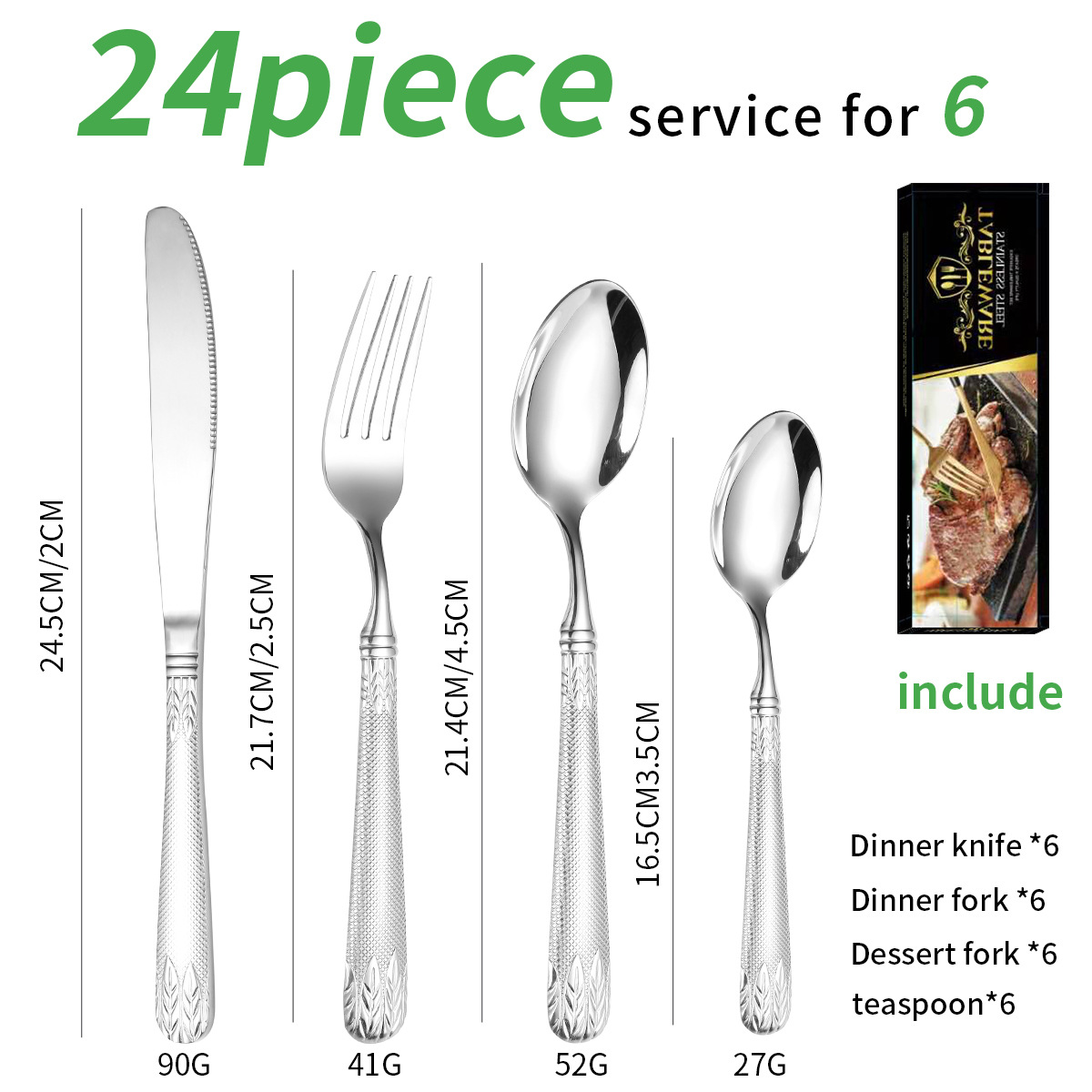 실버 24 피스 세트/6 명