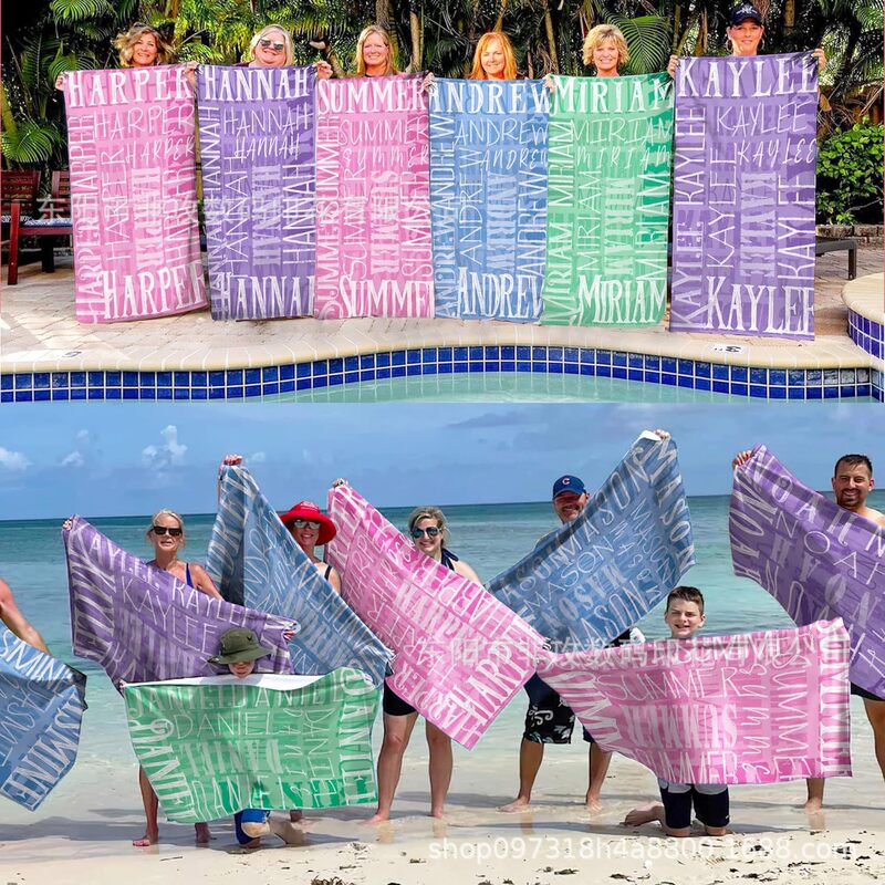 Cross-border TEMU Hot Sale Personalized Beach Towel Customized Your Name Bath Towel Soft Absorbent Towel for Hair