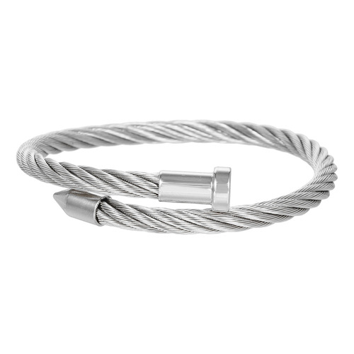 European and American hip-hop style wire rope open bracelet cross-border hot selling nail head titanium steel adjustable bracelet bracelet for men
