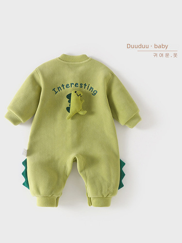 DUUDUU Spring and Autumn Season Plush Fleece Newborn Bodysuit for Boys and Girls, Warm Hosiery Climbing Suit for Infants