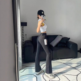 Lulu Yoga Pants Groove Ultra-High Waist Flared Pants Autumn and Winter Nude Warm Yoga Pants Slim Fit