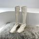 Back zipper fleece-lined long boots 2023 new square toe Knight boots white all-match high boots Women's thin boots