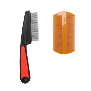 Cat Flea Comb, Cat Fine-Toothed Comb, Pet Straight Row, Dog-Specific Steel Comb, Lice Removal Comb, Flea Row Comb, Long Hair