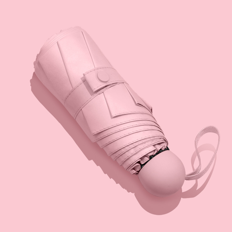 Paraguas a prueba de sol para mujer paraguas a prueba de sol a prueba de rayos UV de doble uso de cinco veces mini pequeño paraguas portátil plegable cápsula