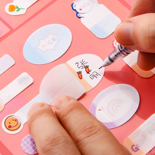 Cartoon waterproof name sticker for primary school students water cup sticker self-adhesive handwritten small signature book mark name tag