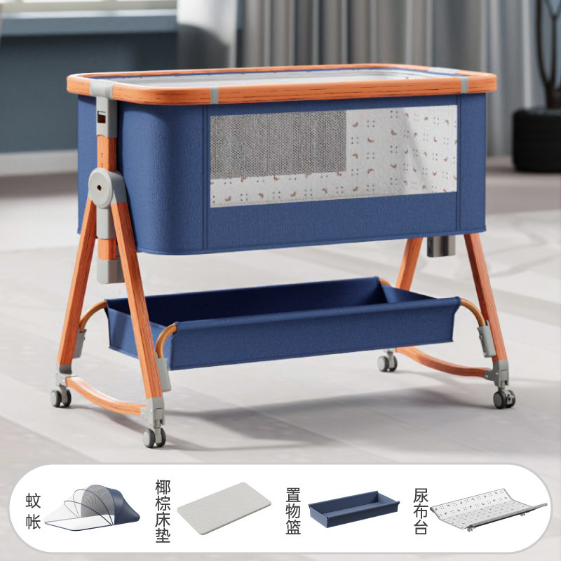 Recién nacido costura gran cama madera grano bebé cuna cama móvil portátil BB cama multifuncional bebé cuna