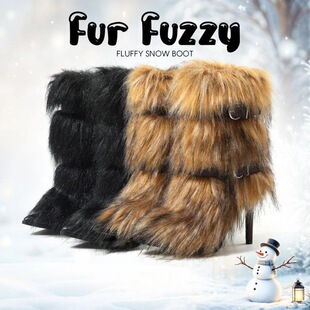 W 42254 Fox Fur Winter Snow Boots �º���ëѥ��