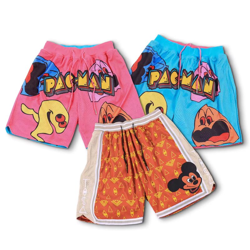 Tf Custom New Fashion Summer Basic Men's Casual Shorts 5inch Inseam Sublimated Cartoon Basketball Net Short