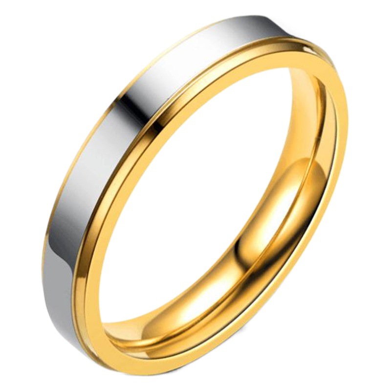 Anillo de pareja de acero titanio de dos colores de oro popular transfronterizo Anillo brillante de acero inoxidable de nicho europeo y americano joyería al por mayor