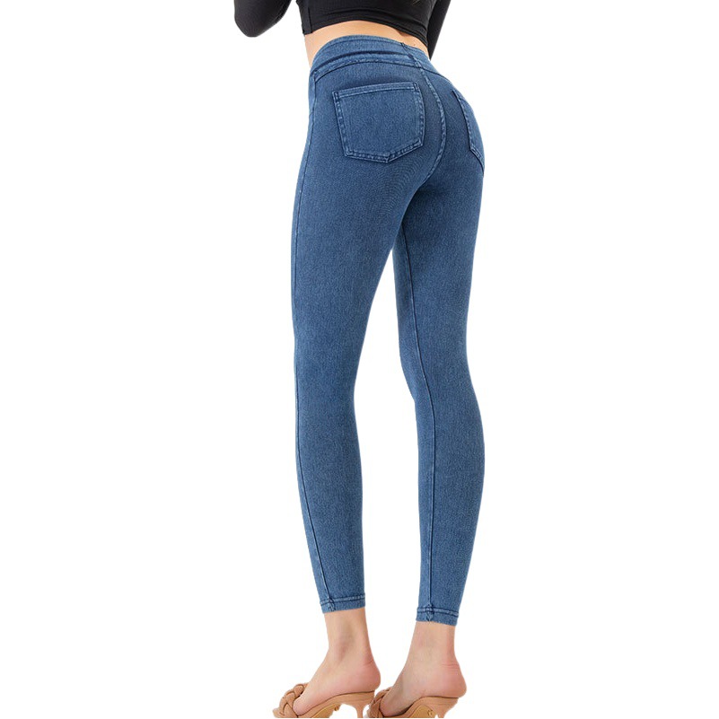 Amazon nueva Alta cintura yoga jeans Mujer alta elástico apretado adelgazamiento cadera doble bolsillo fitness pantalones Casuales