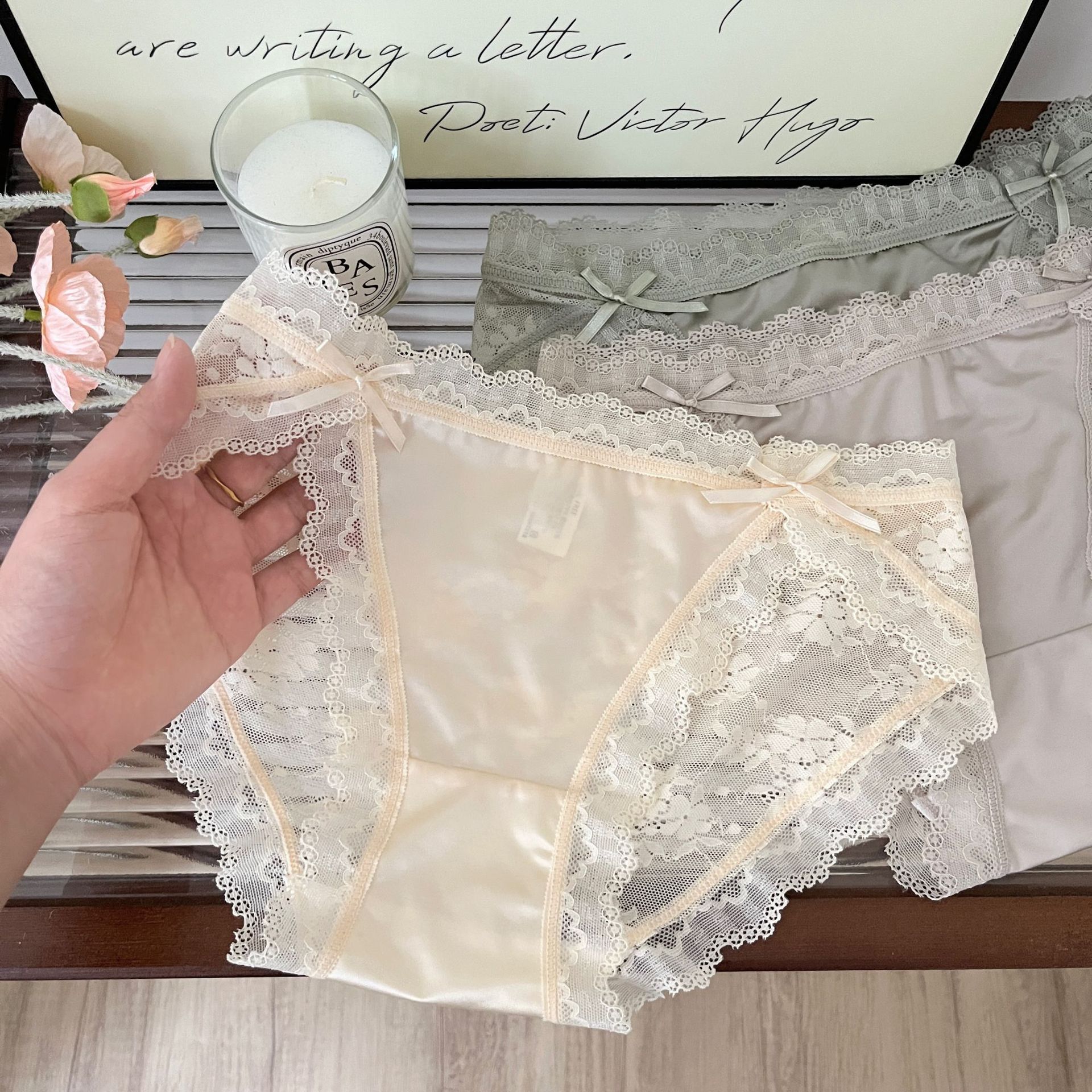 Nuevos puros deseos sexy pantalones íntimas de mujer de verano alta abertura delgada y transpirable confortable arco de encaje de mujer image 1