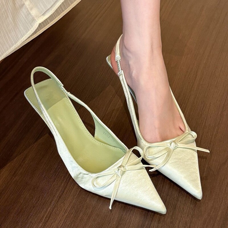 Tovcilion Green Wonderland! Satin Pointed-Toe Bow High-Heeled Shoes for Women 2025 Shallow Backless Sandals Tovcilion Green Wonderland! Satin Pointed-Toe Bow High-Heeled Shoes for Women 2025 Shallow Backless Sandals
