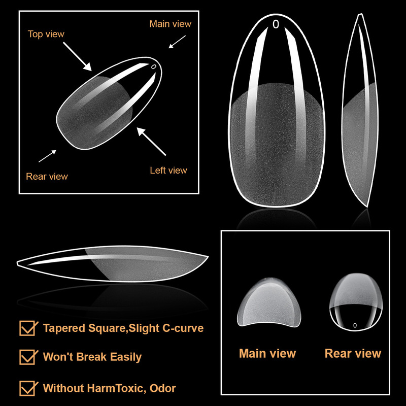 Cross-border Best Selling European and American Popular False Nails Nail Nails Nail Pieces No Carving and Grinding Frosted Transparent Nail Drops Square Short False Nails