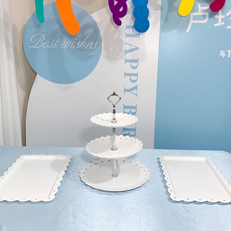 Tabla de descanso de té bandeja de pastel de aniversario decoración tabla de postres estante de exhibición de té de la tarde estante de dulces platos de recepción