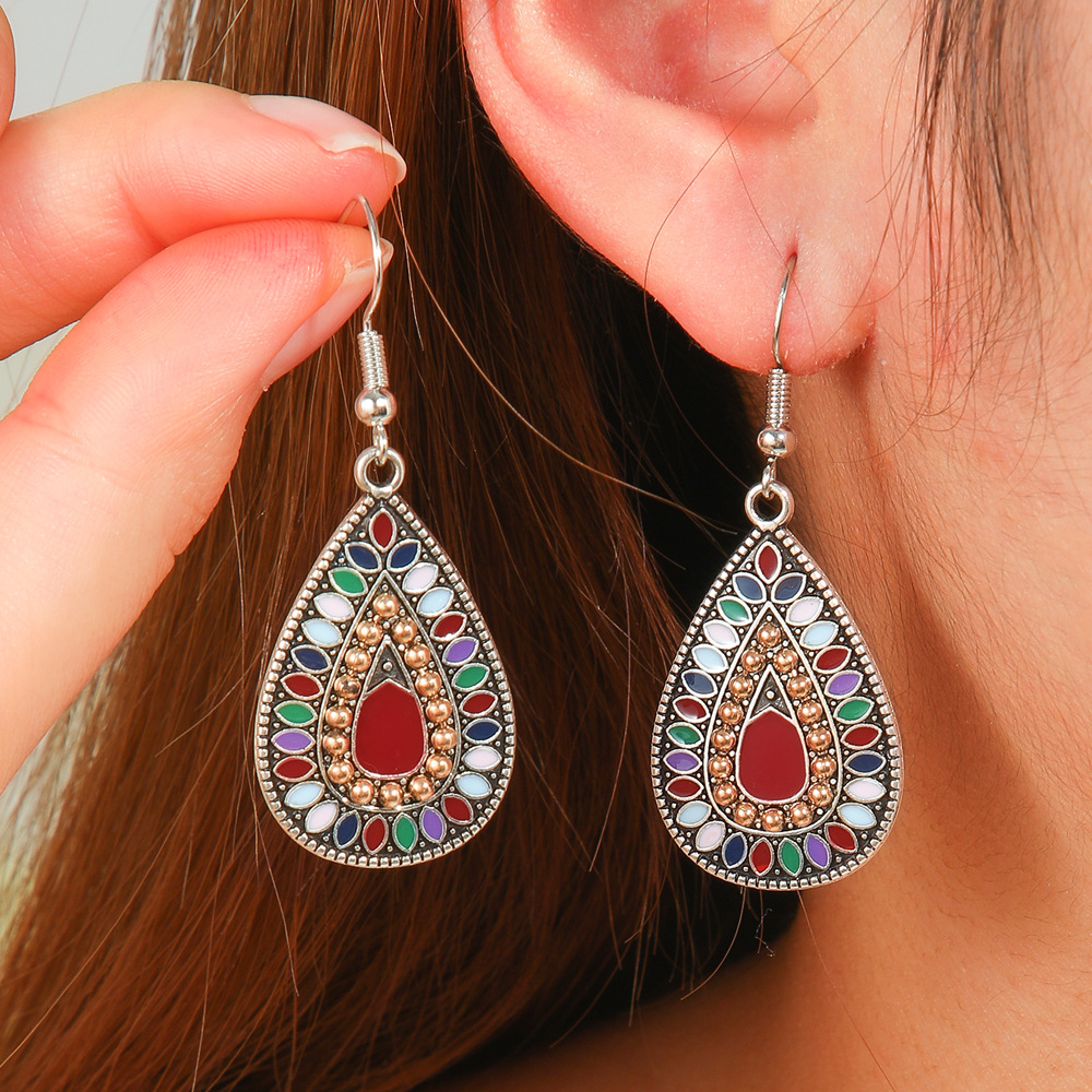 14g Weight Alloy Ear Needle Material Drop Earrings Classification 1 Pair Quantity Holiday, Street Occasion Zinc alloy Material Geometric Pattern All Seasons Season Women's Gender Polished Finish Ethnic Style, Bohemian Style 1 Pair Ethnic Style Bohemian Geometric Zinc Alloy Drop Earrings 7