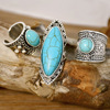 Ethnic retro accessory, turquoise stone inlay, ring, ethnic style, wholesale