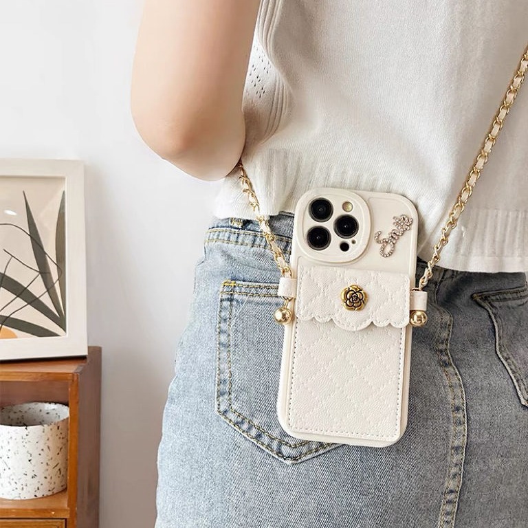 17 Diamond Small Style Camellia Card Holder Compatible With IPhone 15 Pro Max Iphone 13 Phone Case 16 Crossbody 14_voghion.com
