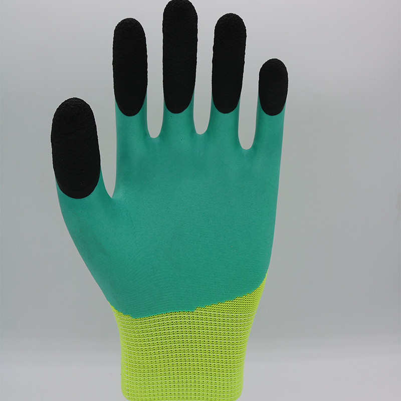 Gloves impregnated with latex, latex breathable king reinforced finger wear-resistant anti-slip labor protection gloves, construction site protective gloves wholesale 