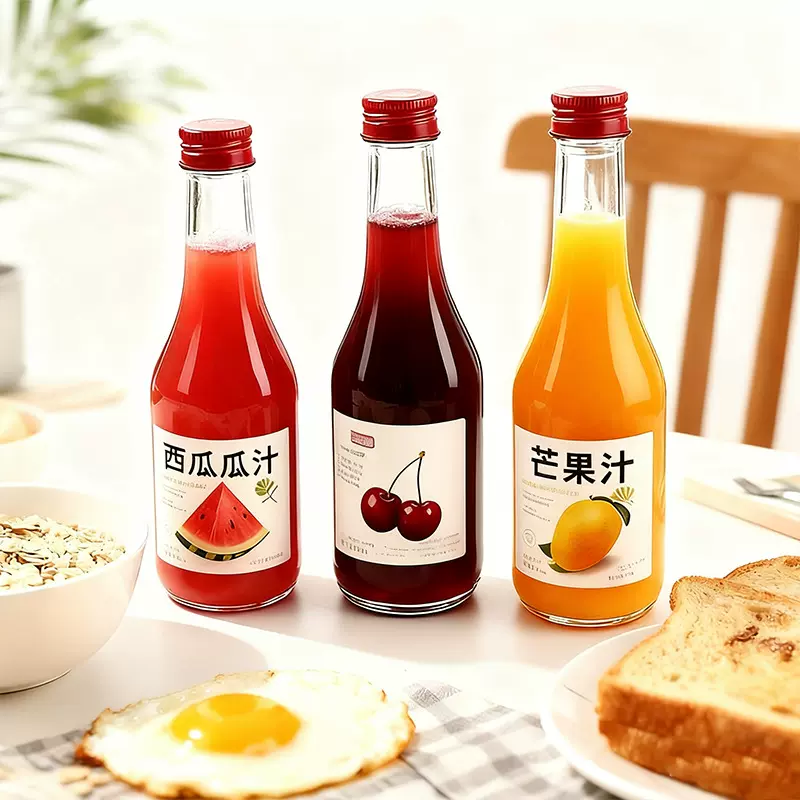 厂家直销玻璃果汁瓶伏特加洋酒瓶空瓶透明玻璃瓶可设计加工uv印刷