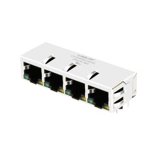 单层多口RJ45网络连接器 1X4口带灯RJ45网口插座 64F-1301GYD2NL