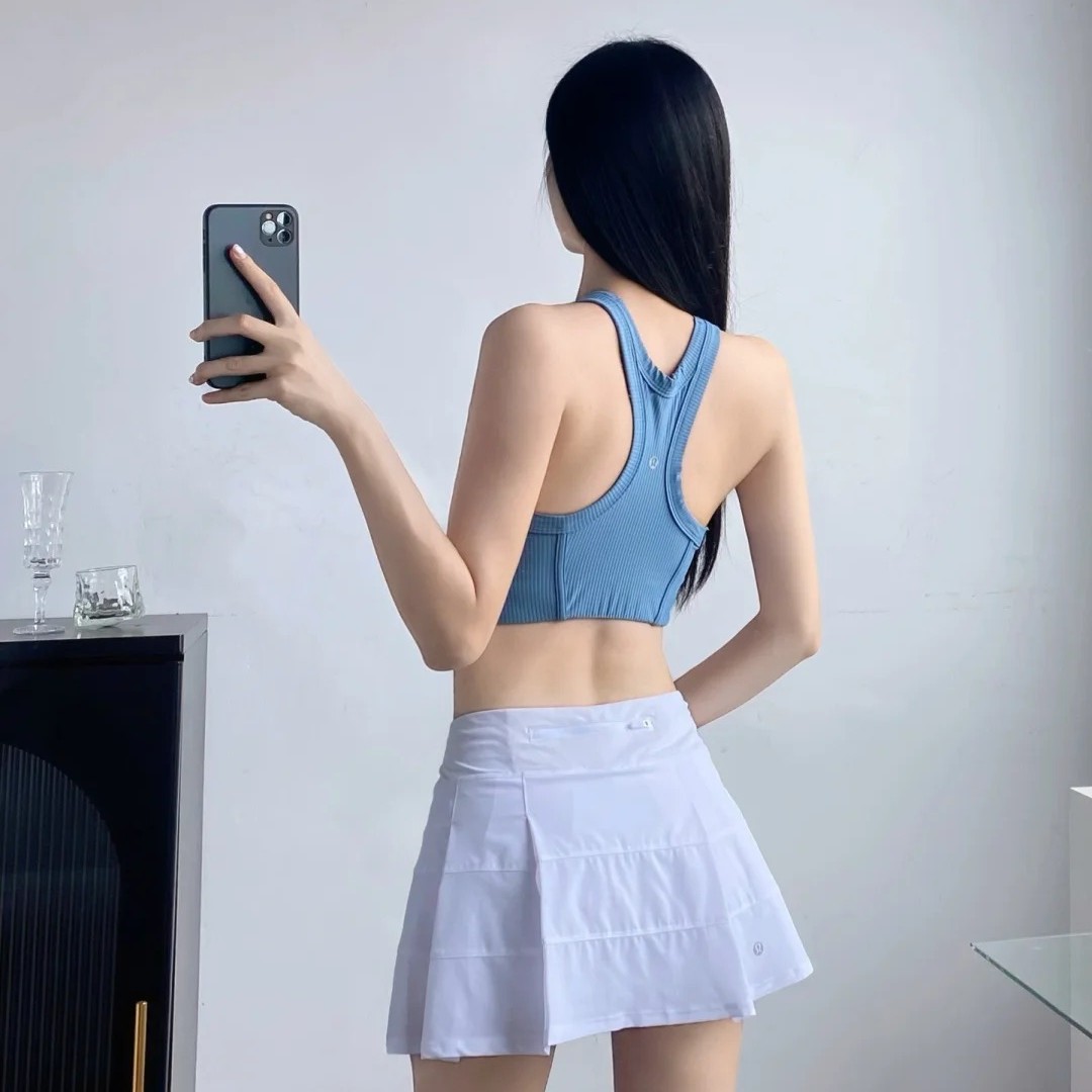 Lulu Original Label Same Style Three-Pleat Skirt Pacerival Sports Tennis Skirt Women's Summer Anti-Exposure Lined Fitness