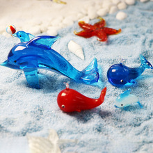 玻璃海豚琉璃家居酒柜创意装饰工艺品小摆件鱼缸造景海洋动物礼物